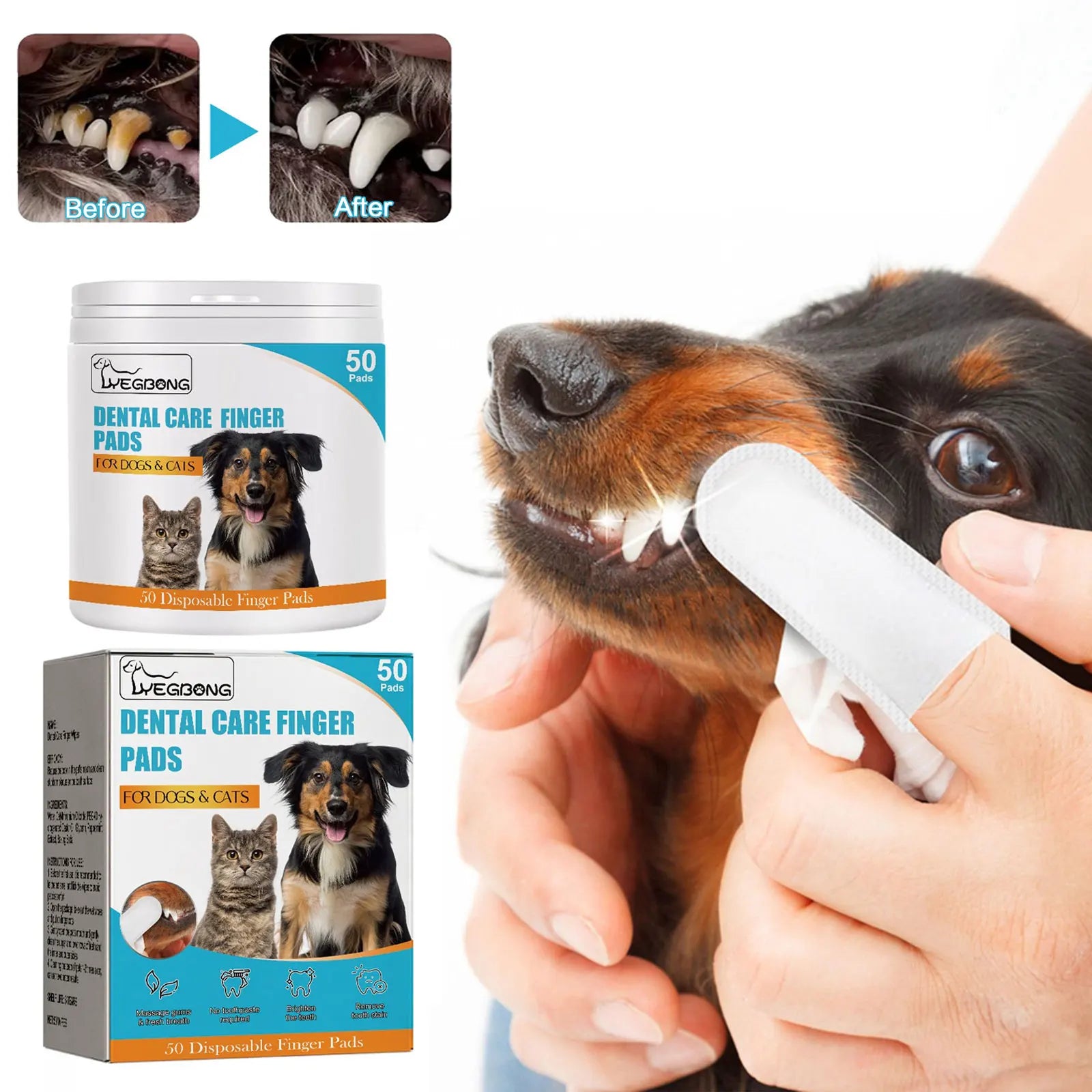 Dog Teeth Finger Wipes for Oral Cleaning
