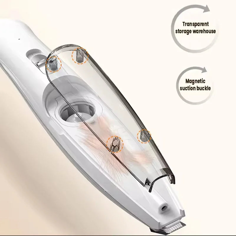Hair Suction Pet Shaver, Dog Paw Trimmer, Cat Ear Trimmer, Low Noise, With Suction-Electric Dog GroomerRechargeable USB