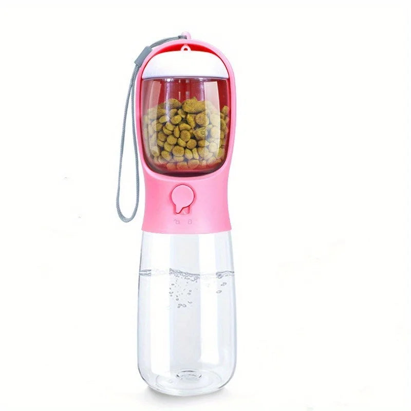 Dog Cat Water Bottle, Portable pet Water Bottle with Food Container.