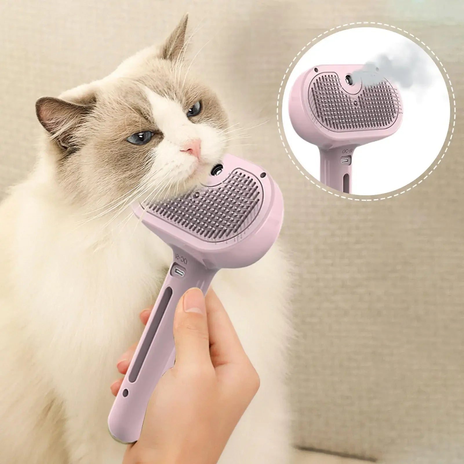 Steamy Dog Brush Electric Spray Cat Hair Brush 3 in1 Dog Steamer Brush for Massage Pet Grooming