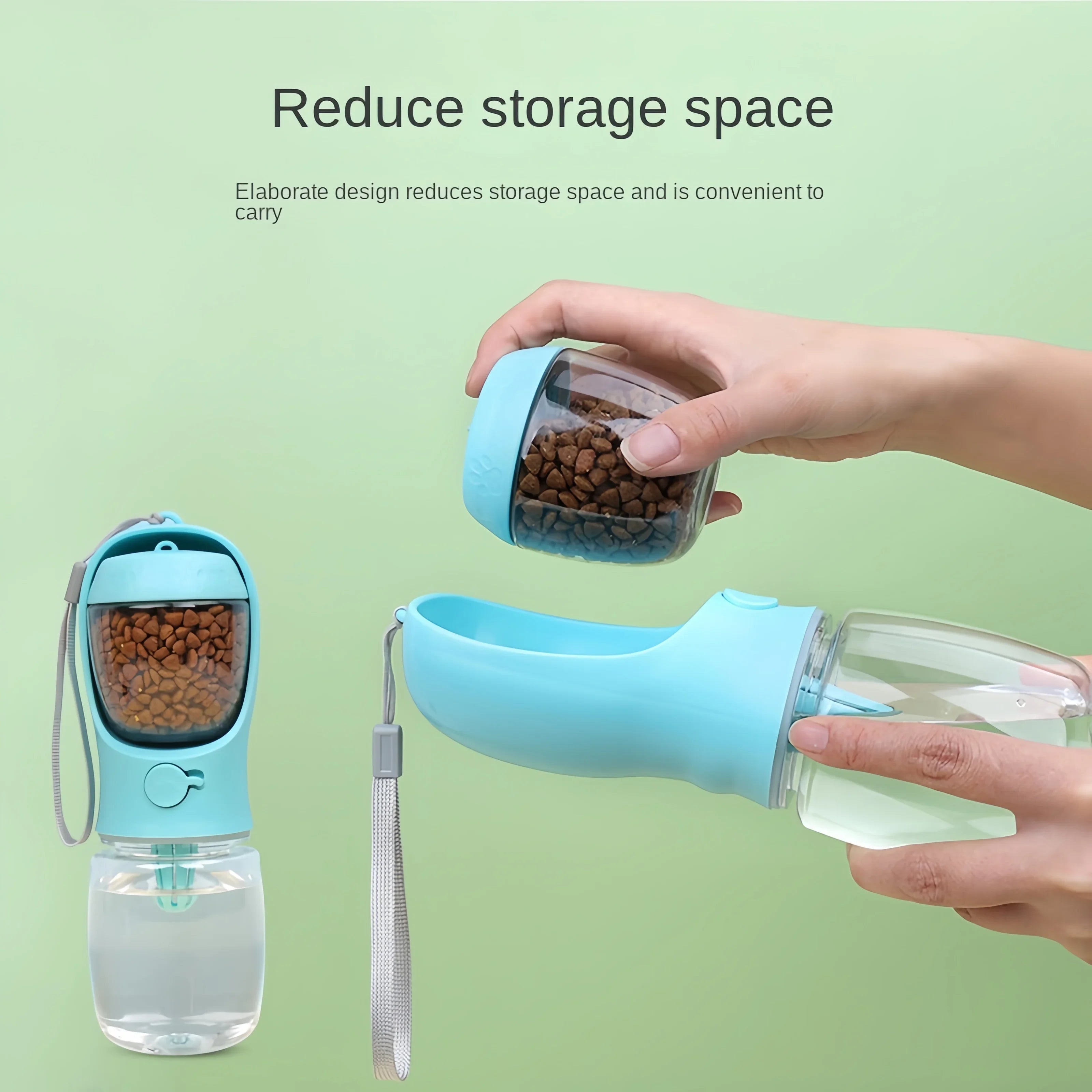 Dog Cat Water Bottle, Portable pet Water Bottle with Food Container.