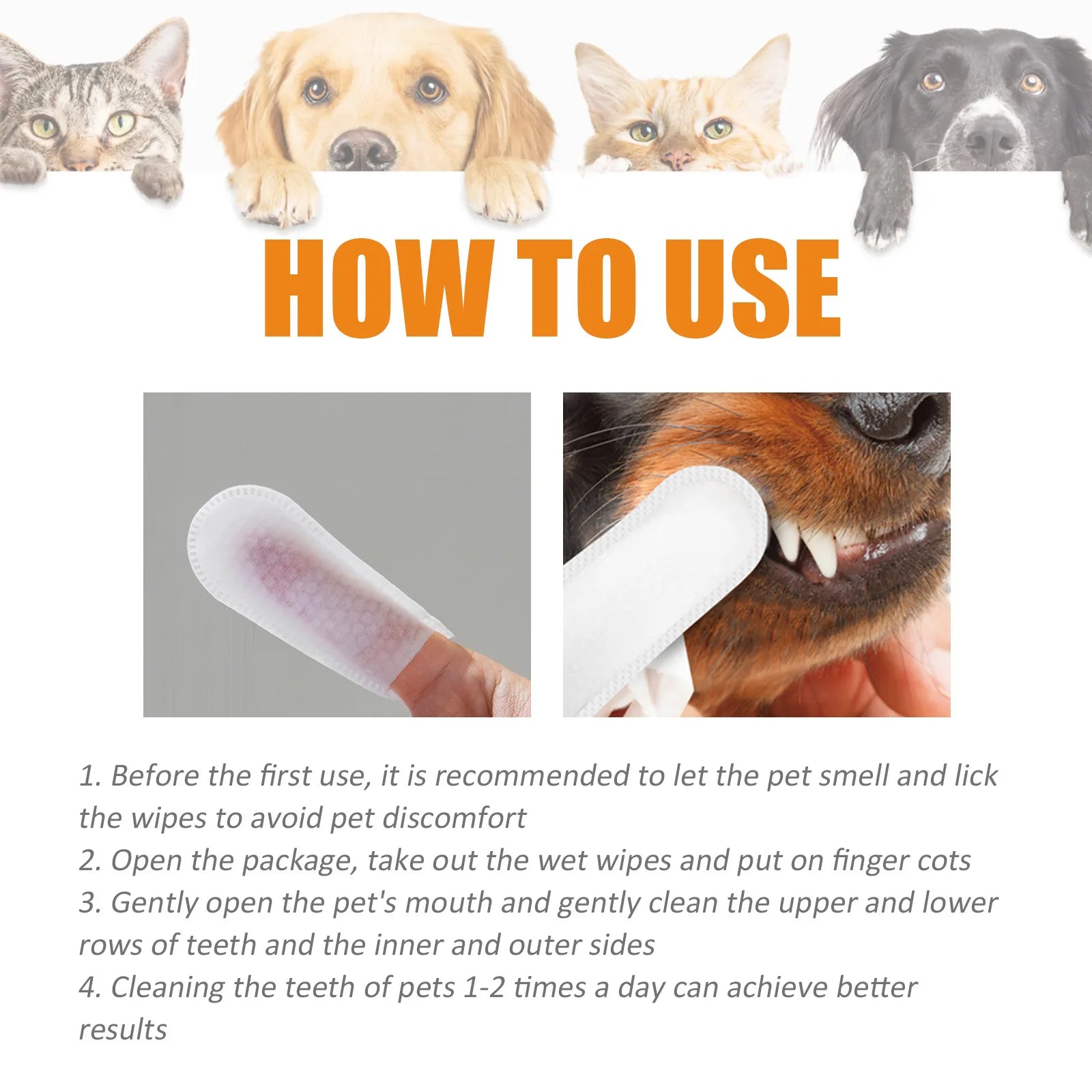 Dog Teeth Finger Wipes for Oral Cleaning